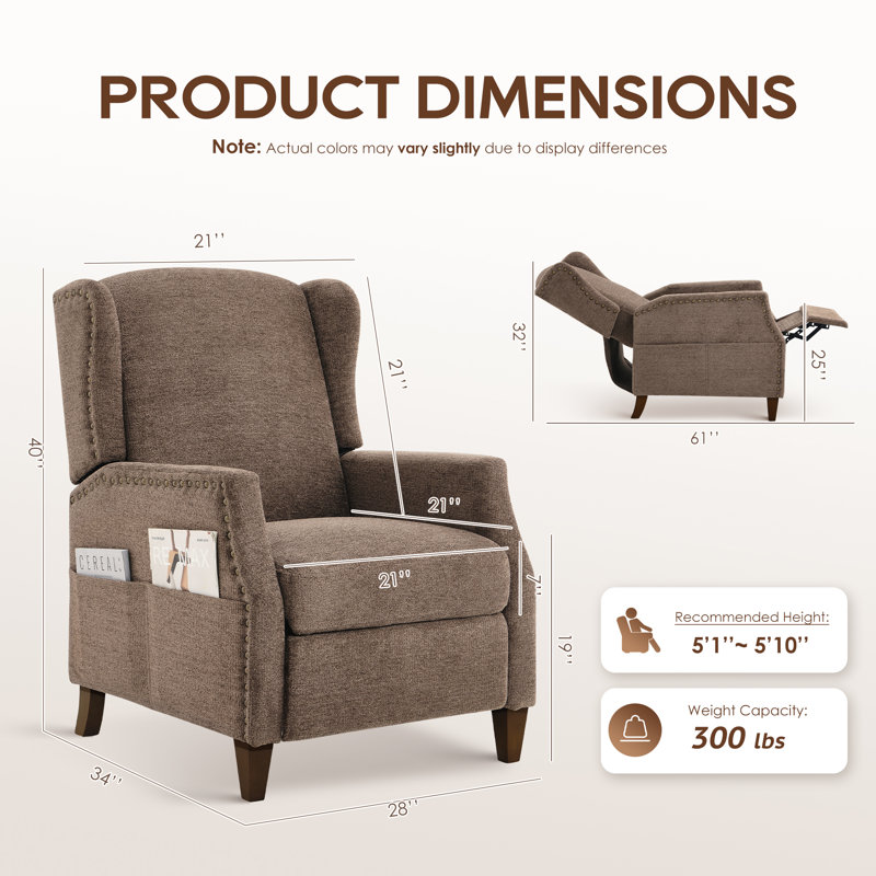 Fauteuil inclinable Kars, Chenille performance brun clair