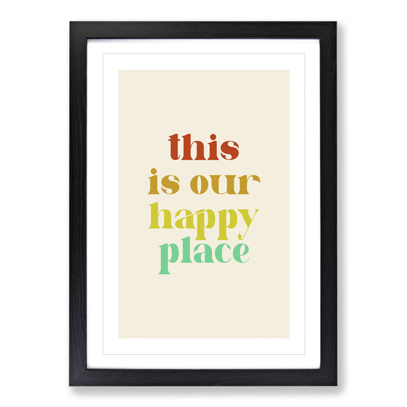 This Is Our Happy Place - Picture Frame Typography, Black, 36cm H x 27cm W x 2cm D