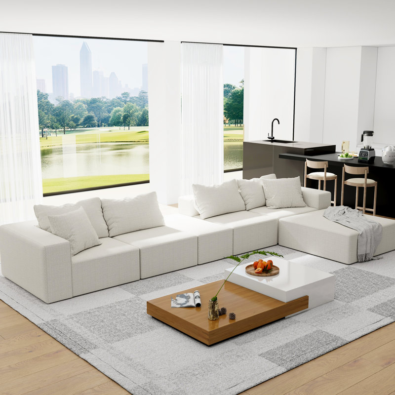 Canapé modulaire rembourré Modern, H 29,31 po x l 30,33 po x P 30,07 po, Beige
