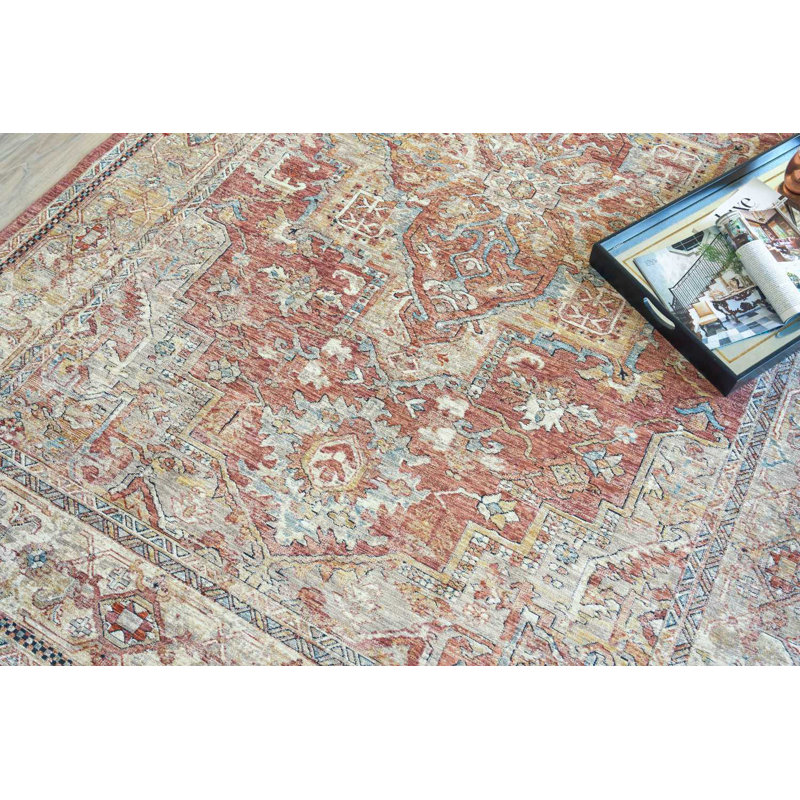 Antique Loom Rust/Beige Polyester powerloom Area Rug, Rectangle 12' x 15'
