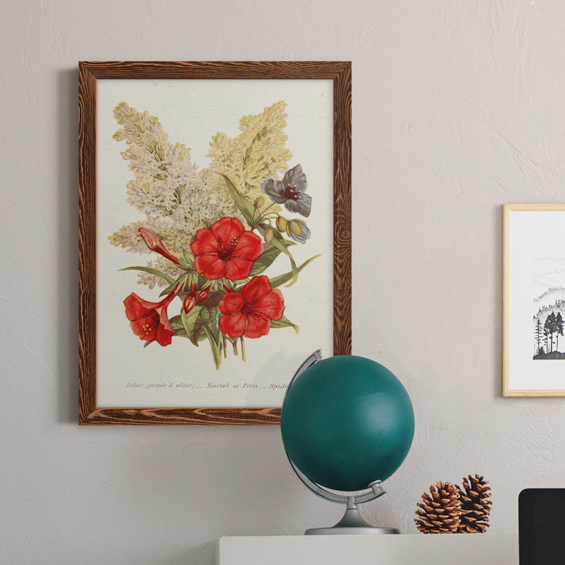 Antique Floral Bouquet V - reproduction de cadre photo sur toile, H 23 po x l 32 po x P 1 po, Cadre en érable