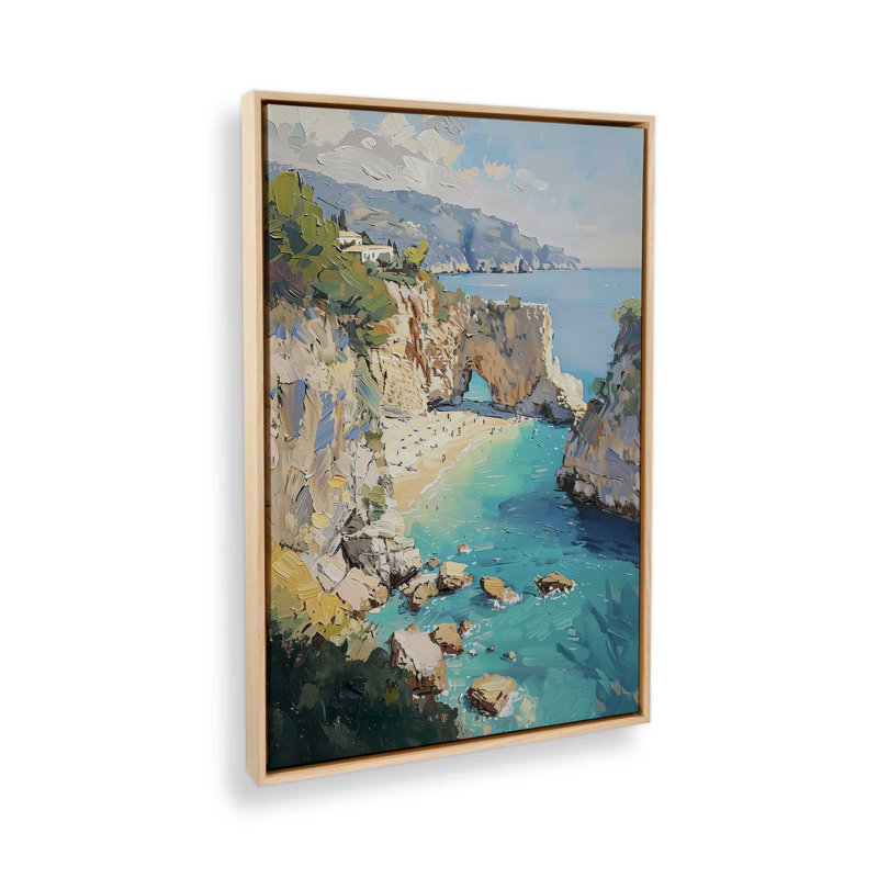 Impression sur toile Secret Sea Arch, 12 po x 18 po, Cadre flottant en érable américain
