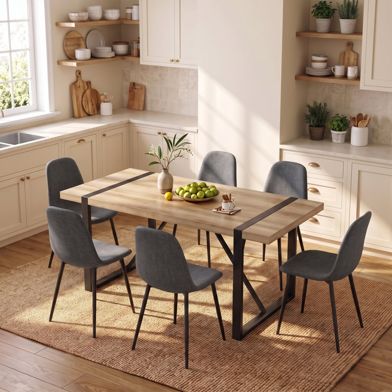 Ensemble de salle à manger 7 pièces 71 po, Ensemble repas 7 pièces, Chaises grises