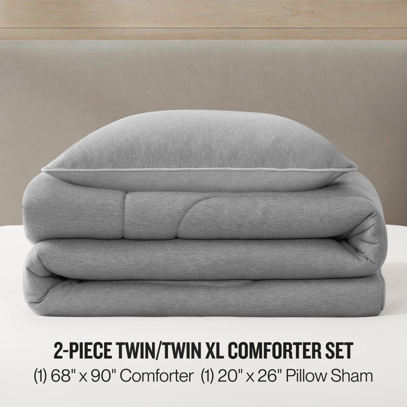 Champion Premium Reversible Solid Jersey Comforter Sets, Twin/Twin XL, Dark Gray / Light Gray