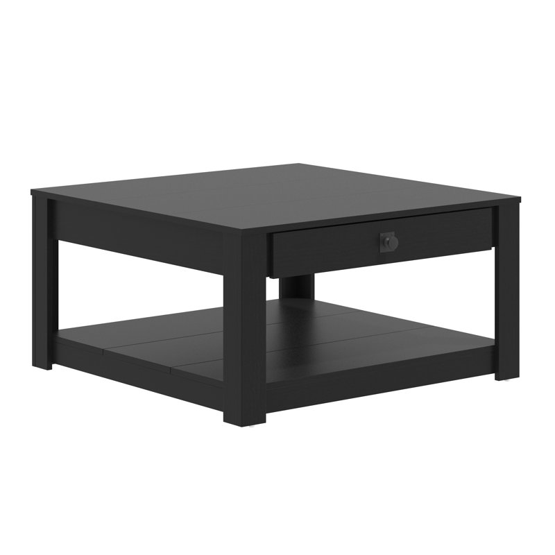 Allyannah Coffee Table with Drawer, Rustic Black Oak