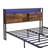 Metal Platform Bed: Wooden Headboard, Footboard USB, Charging, 2 Drawers-385148789