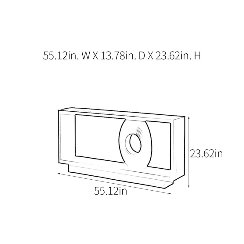 Console Modern Minimalist Art, Noir, H 23,62 po x l 55,12 po x P 13,78 po