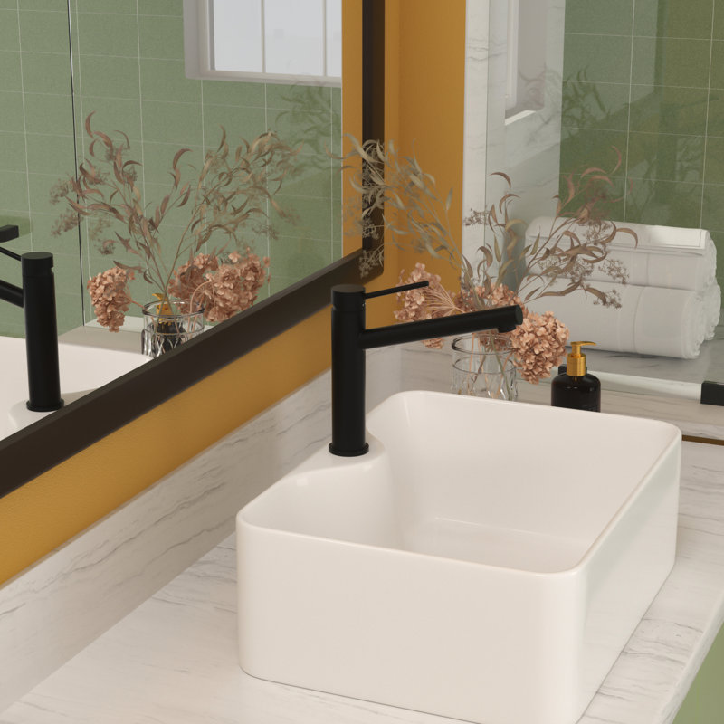 Lavabo de salle de bain en céramique blanche 16 po x 12 po - Design moderne, vasque rectangulaire résistante aux acides, blanc, installation de teinture