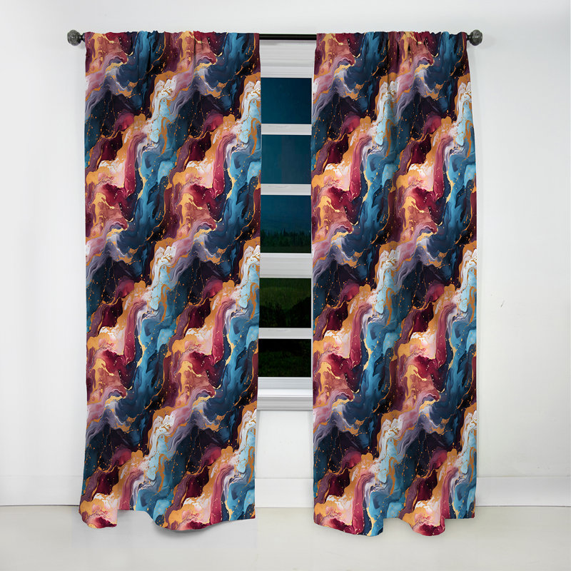 Gold Galactic Dreams Marble Dreams - Rideau occultant en marbre marbre abstrait - 1 panneaux, L 52 po x L 63 po