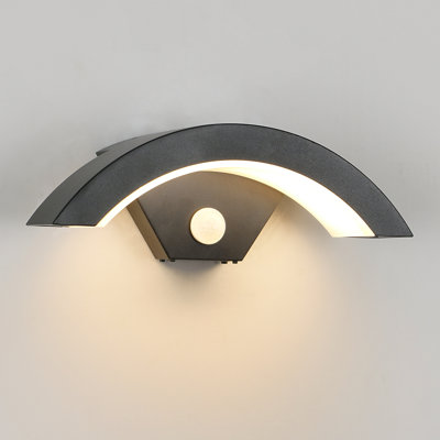 Aedan Black Integrated LED Outdoor Wall Light Built-in Motion Sensor
