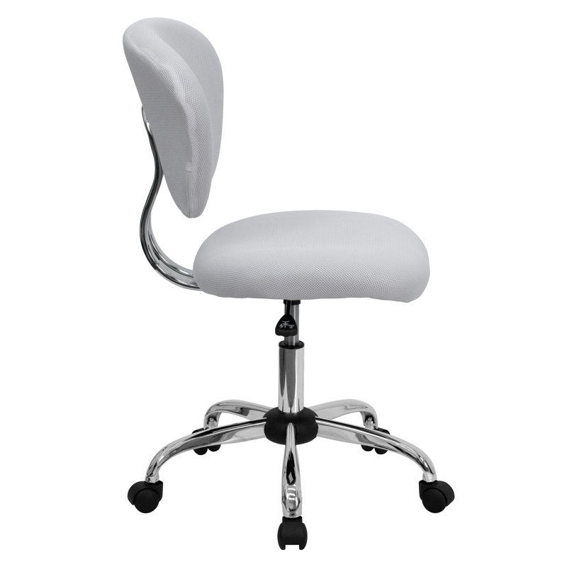 White Mesh Mid-Back Swivel Task Chair with Chrome Base