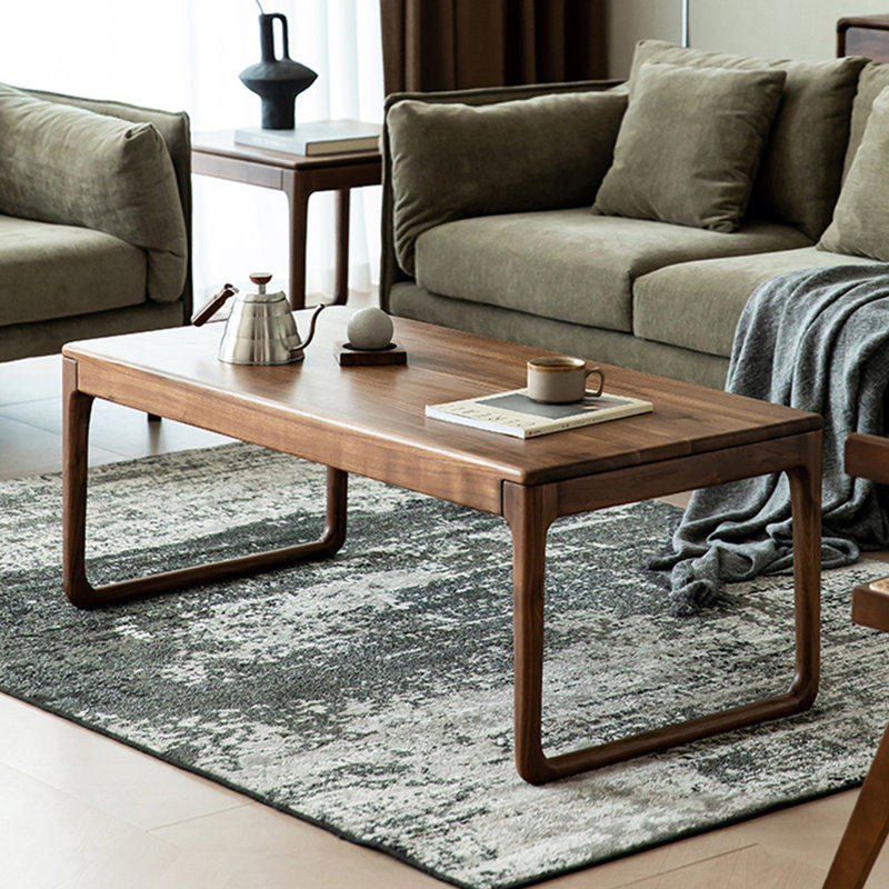 Simple rectangular solid wood coffee table, 17.7" H x 39.4" L x 19.7" W