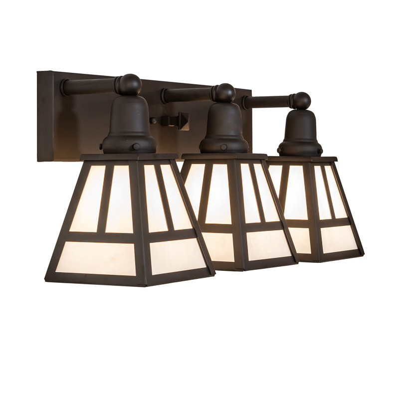"T" Mission 3-Light Vanity Light, 10" H x 24" W x 8" D, White, Oil Rubbed Bronze