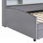 Lit plateforme simple tapissier avec rangement spacieux et tablette intégrée, gris (aucun sommier requis, fabrication robuste)-2071611706