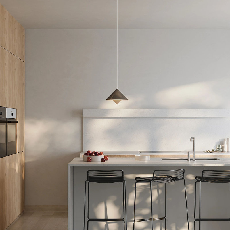 Jai Pendant Light, White, Walnut, 11'' H x 9.84'' W x 9.84'' D