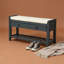 Banc de rangement polyvalent en bois avec siège rembourré, étagère à chaussures cachée et tiroirs pour le vestibule, le couloir, la chambre à coucher ou le porche