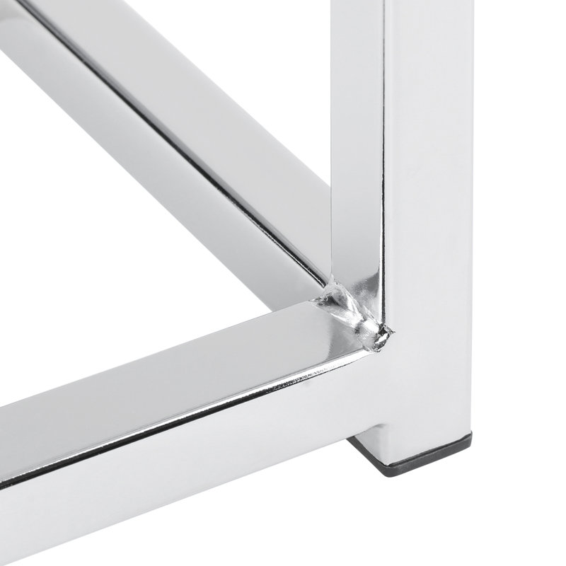 Rumi Frame End Table, White, Chrome