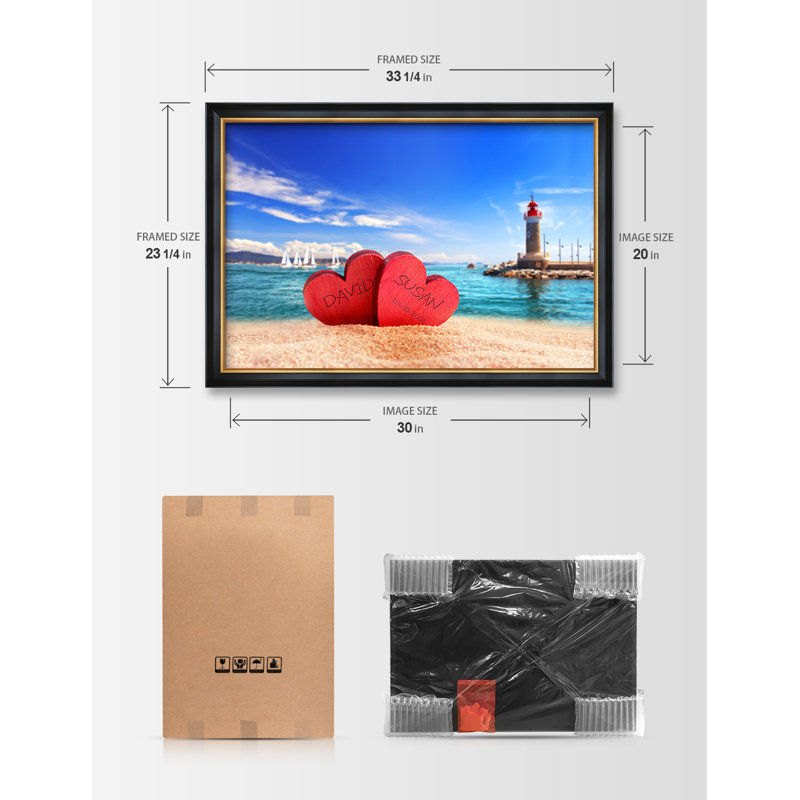 Beach Lovers, reproduction encadrée, H 20 po x l 30 po x P 1,5 po, Toile avec cadre noir (cadre en bois)