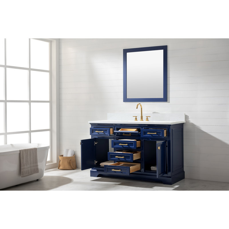 Ensemble de meuble-lavabo simple 54 po Zoila, Bleu