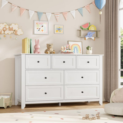Black 54" Wide 7-Drawer Dresser, Modern Wood Chest with Deep Drawers by Latitude Run