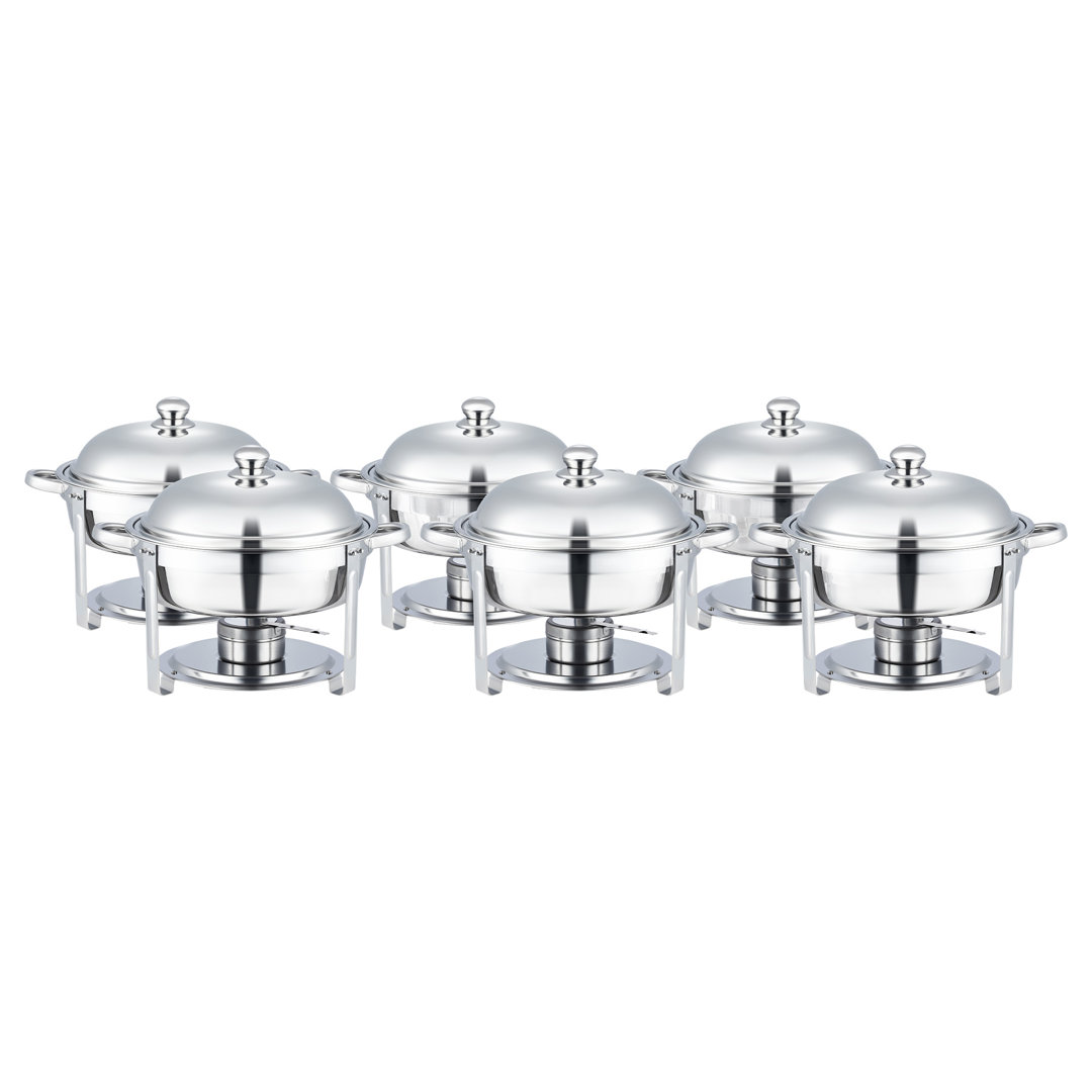 Stainless Steel 5 Quarts Round Chafing Dish (Set of 6) The Party Aisle™