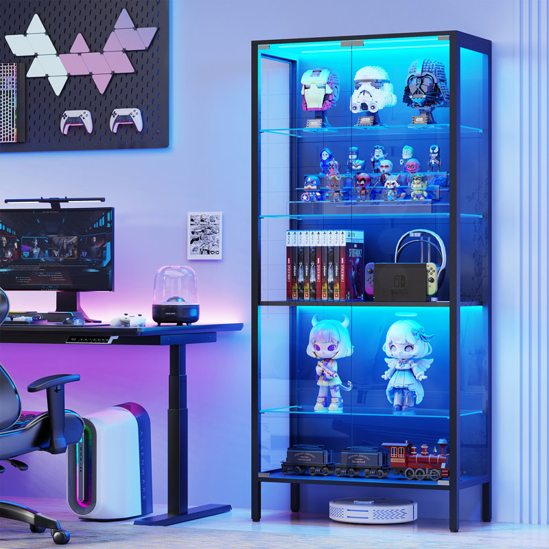 Display Cabinets with Glass Door & Adjustable Glass Shelves