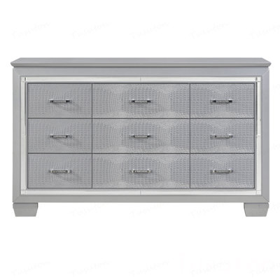 Mobilier de chambre à coucher en argent avec faux tiroirs en simili alligator