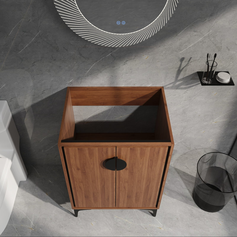 Base de meuble-lavabo autoportante 24 po avec lavabo intégré et portes à fermeture en douceur