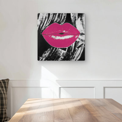 Pink glossy lips - Figurative metal print for home decor