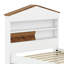 Lit simple en bois en forme de maison avec deux tiroirs de rangement intégrés-317538925