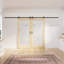 Double 80in.1 Lite Pine Wood Door Slab Unfinished Surface With All Barn Door Hardware Kit-128719553