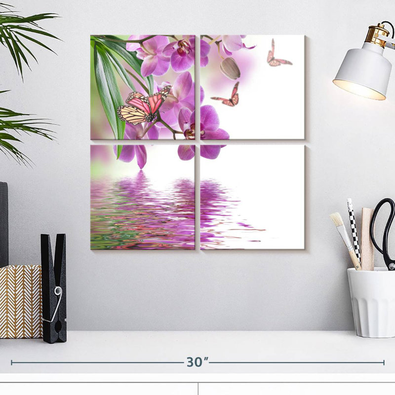 Orchidée Harnek et papillons, H 18 po x l 18 po