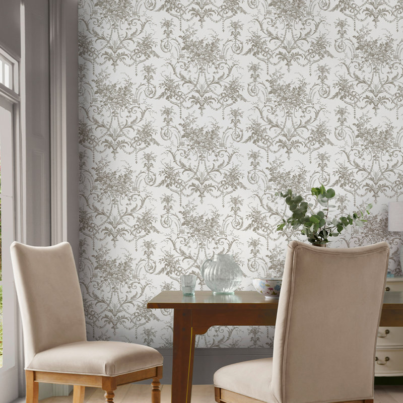 Laura Ashley Tuileries Dark Dove Wallpaper, Grey