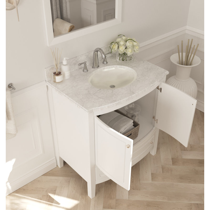 Ensemble de meuble-lavabo simple 32 po Augustin, Blanc, Blanc; gris