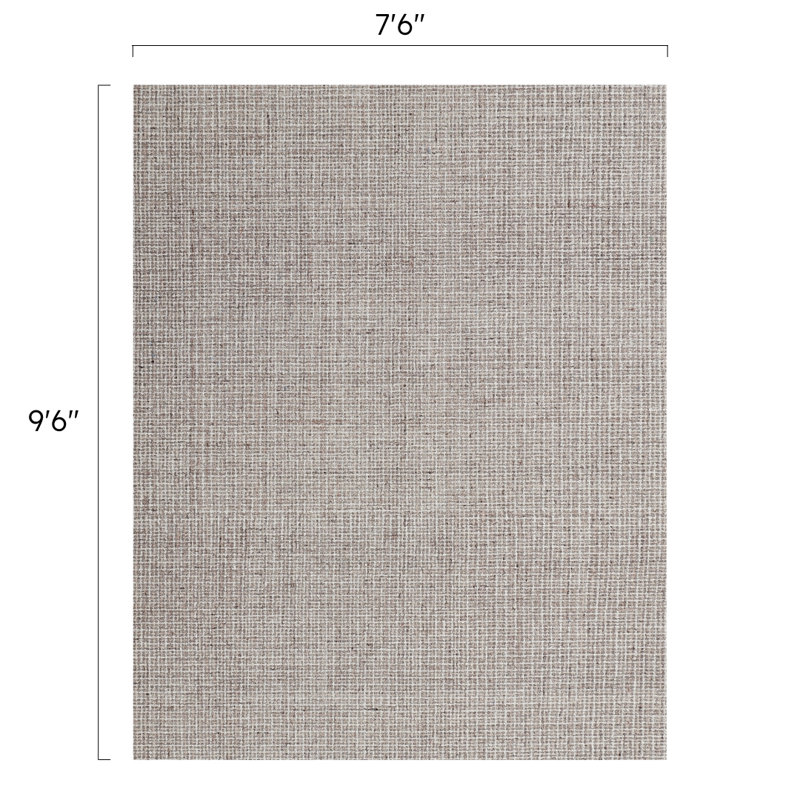 Leigh Hand-Tufted Loop Pile Wool Tweedy Plaid Textured Solid Area Rug Neutrals Tan Gray Beige Taupe, Rectangle 7'6" x 9'6"