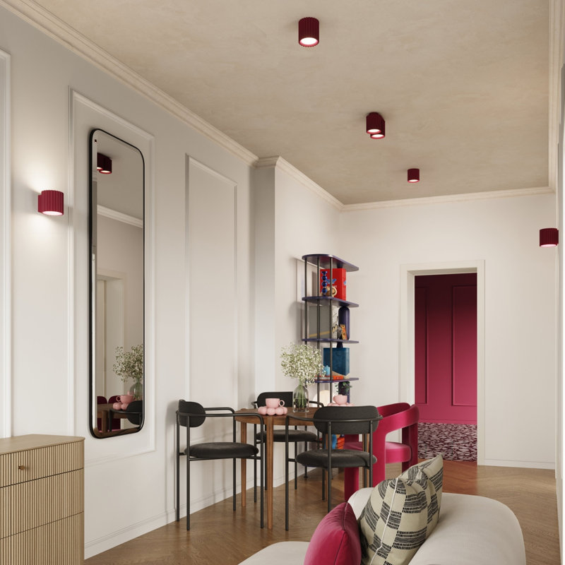 Aura Aluminium Flush Mounted Sconce, 10x12x10 cm, Burgundy, 1 Light