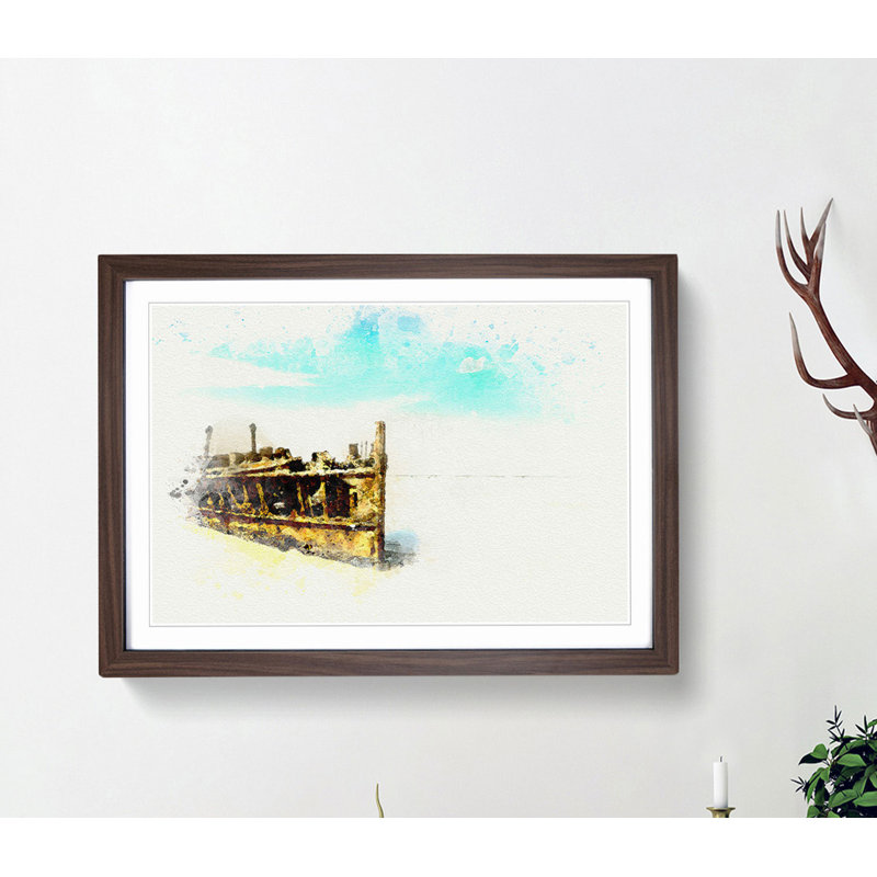 Maheno Shipwreck Australia in Abstract - Picture Frame Graphic Art Print, Walnut, 60cm H x 91cm W x 2cm D