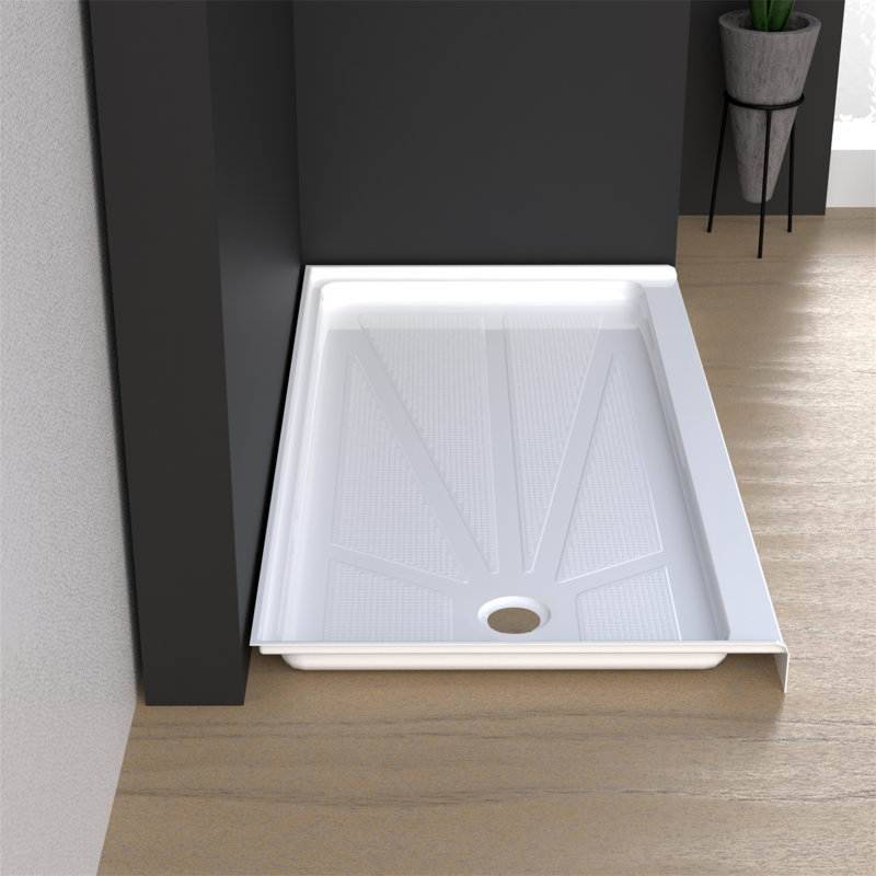 Base de douche rectangulaire à triple bride ABC6032L / 1-W l 60 po x P 32 po, Blanc