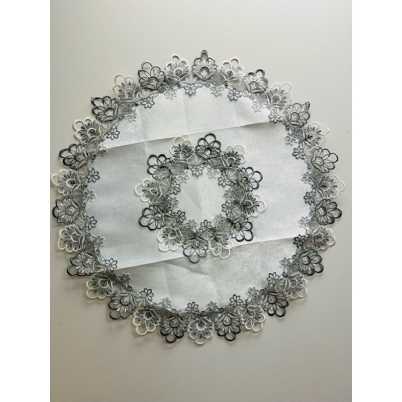 Nappe Lace (33 po ronde) - Blanc / Gris, Gris