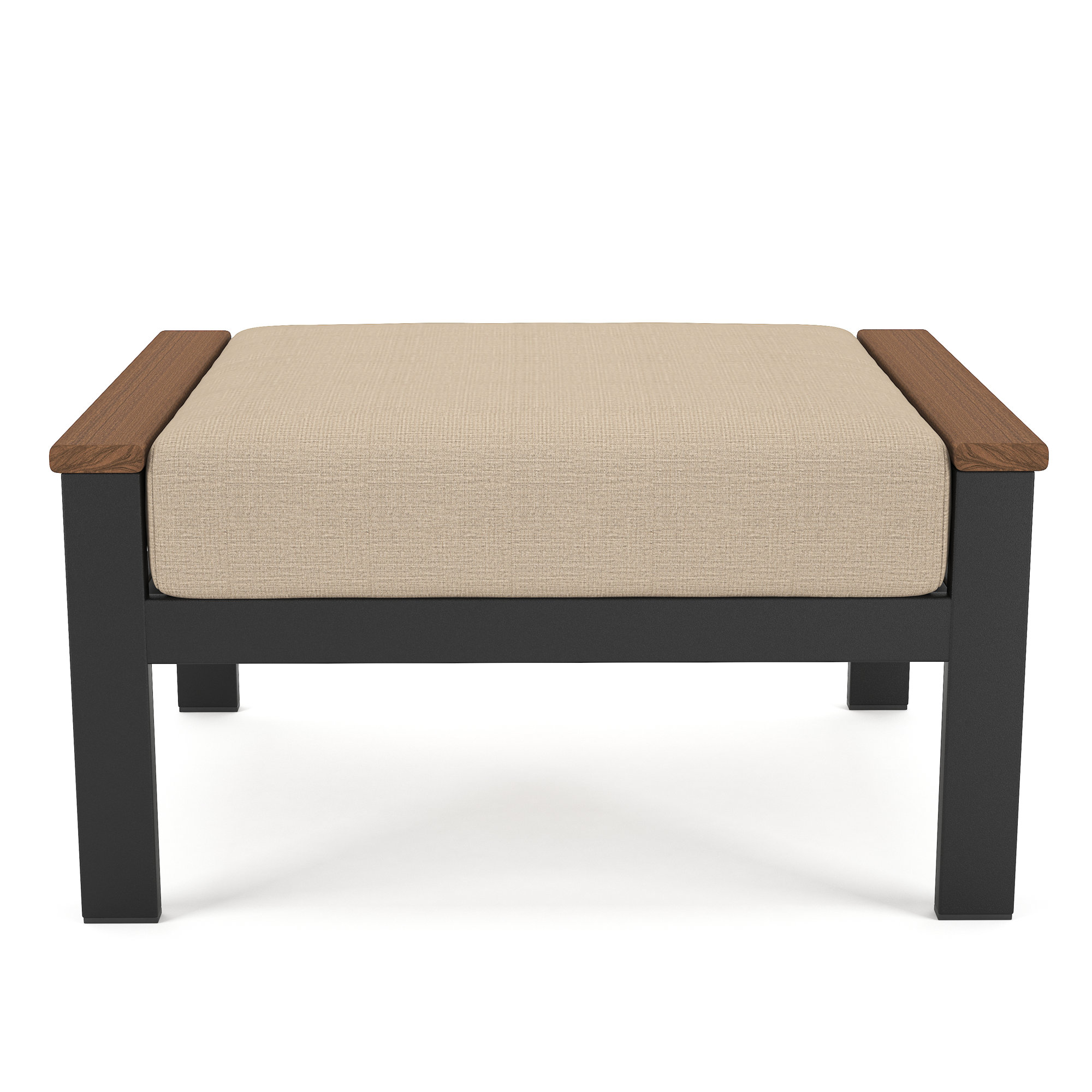  Townsend Indoor Outdoor Aluminum Ottoman with Sunbrella® Cushion, Cast Ash Sunbrella® Plainweave