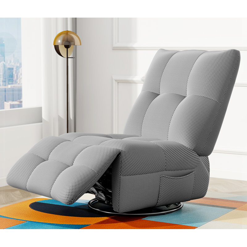 31.1" W Manual Swivel Rocker Recliner Chair Glider With Side Storage Pocket, Gray