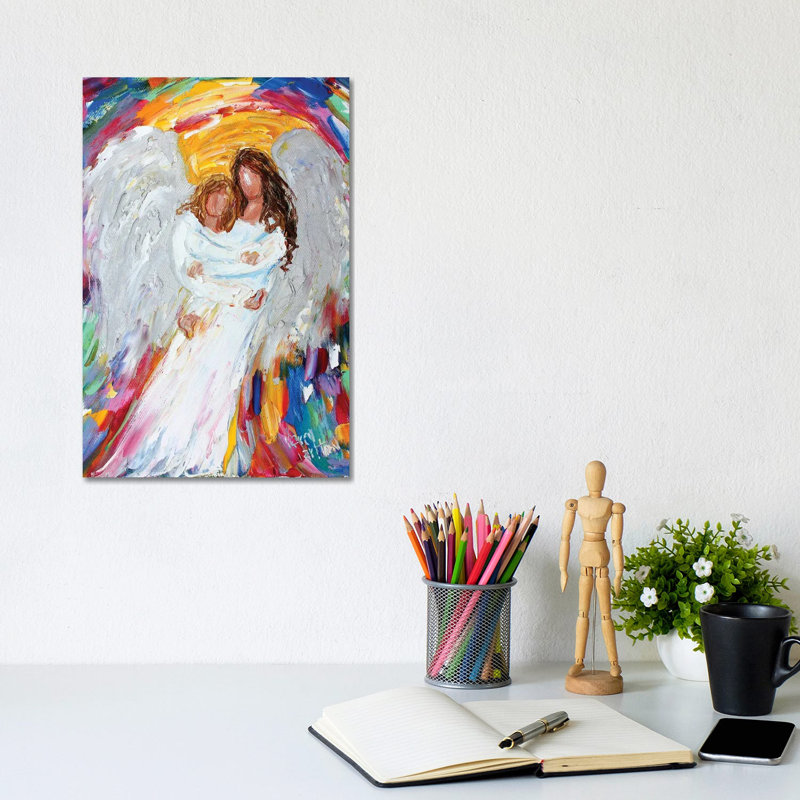 Angel and Child 1 Piece Wrapped Canvas Painting, 20.32 cm H x 30.48 cm W