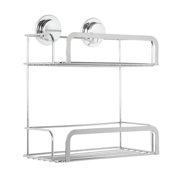 LEVERLOC Corner Shower Caddy Suction Cup 2 Pack, No-Drilling & Removable  Shower Caddy Basket, Chromed Stainless Steel Shelves for Inside Shower 