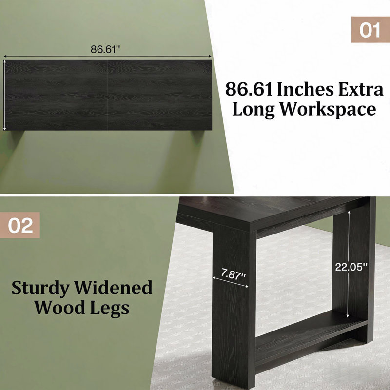 Roomy Office Desk,Computer Desk,Conference Table,Dual Workstation, Black