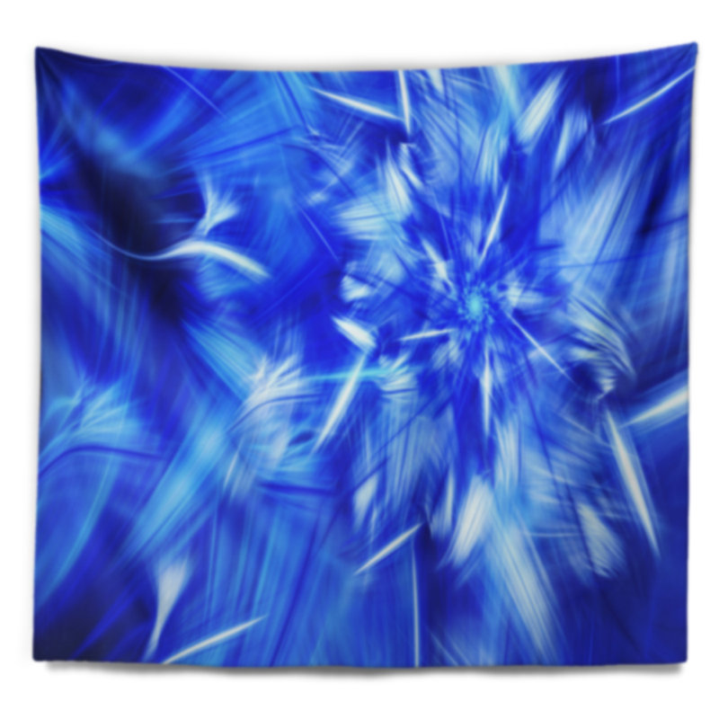 Tapisserie d'artifice floral tournant bleu vif, H 32 po x l 39 po