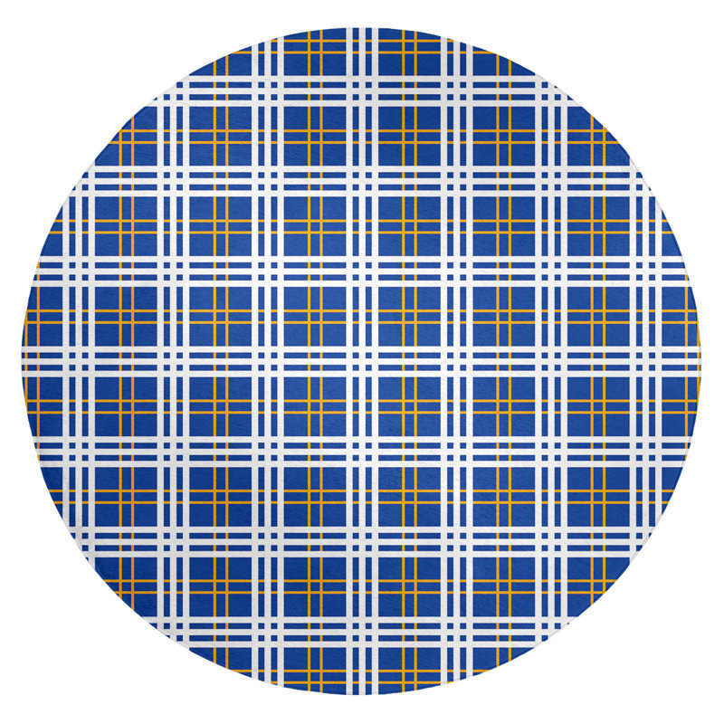 Tapis à carreaux bleu, Rond 5 pi