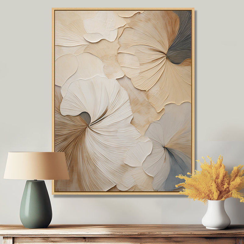 «Beige minimalisme élégance en fleurs», reproduction d'art sur toile, impression sur toile beige, H 20 po x l 12 po, Maple