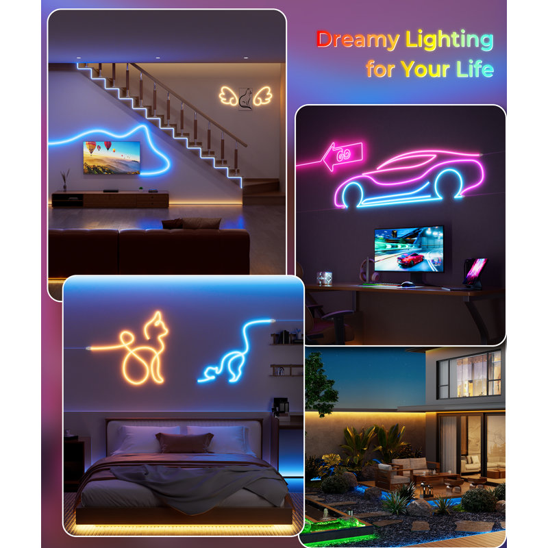 Guirlande lumineuse à DEL 16,4 pi Smart RVB à changement de couleur pour l'extérieur et l'intérieur, 16,4 pi