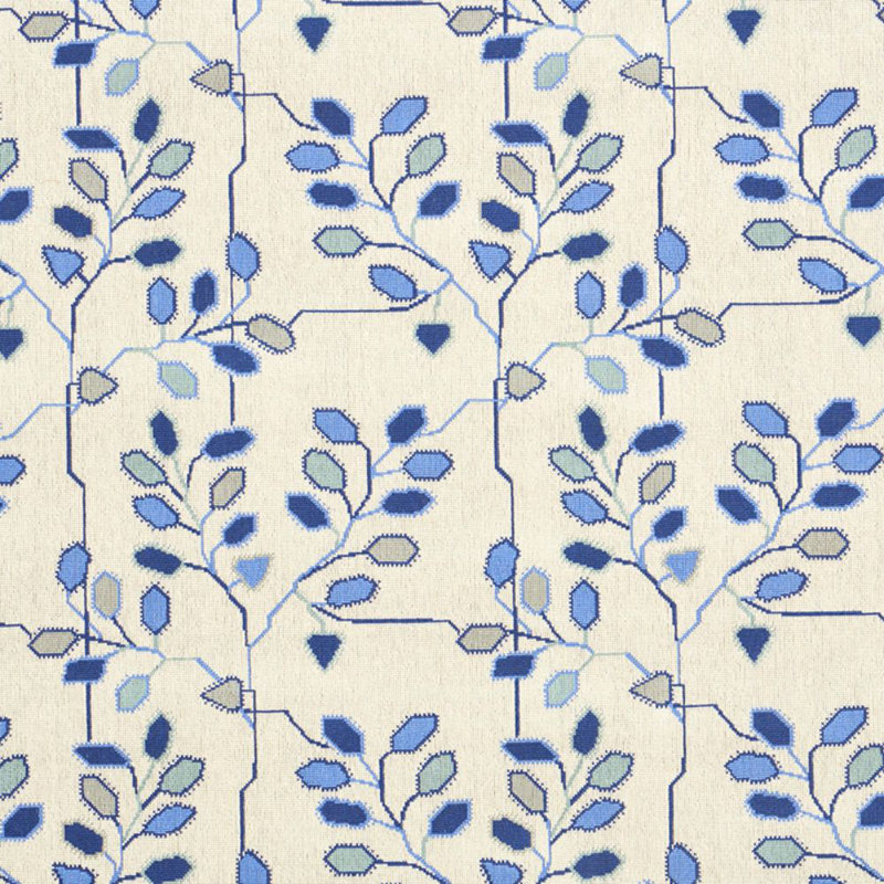 Tissu appliqué Schumacher x Neisha Crosland, Bleu de Delft