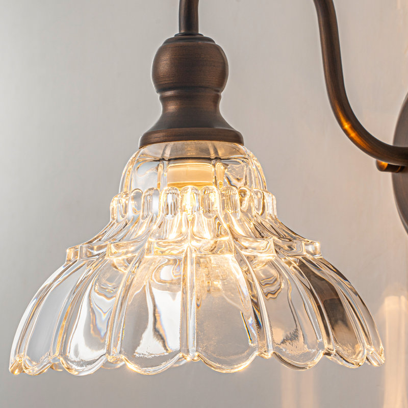 Textured Coffee Bronze Vanity Lights With Clear Glass Shade, 1 Light, Coffee Bronze